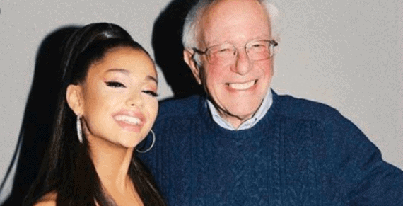 Whore of Babylon Ariana Grande Lends Support to White-Hating Jewish Criminal Conspirator Bernie Sanders