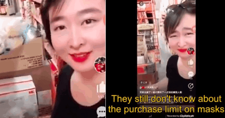 Nasty Chink Woman Buys Up Masks At American Markets & Laughs About It