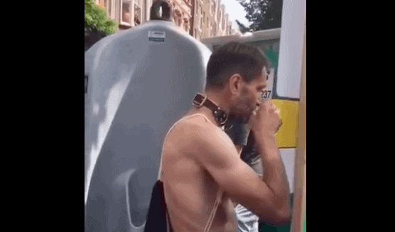 Deviant Homo Caught on Video Drinking Pee of Strangers At Amsterdam Gay Pride Festival