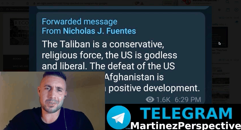 The Martinez Perspective (Aug. 16, 2021): Amnats/Wignats Endorse Taliban; Cuckservative Acknowledges White Replacement